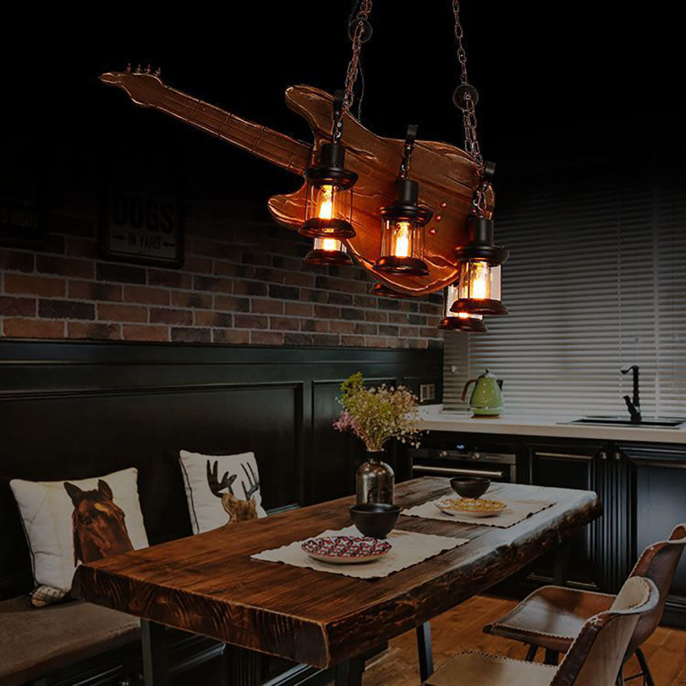 Epoch lampă suspendată Farmhouse Guitar, metal/lemn, lemn de nuc