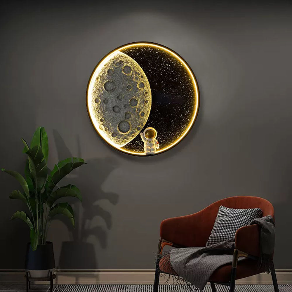 Aria Astronaut Rotund Lună neagră aplică de Perete, metal