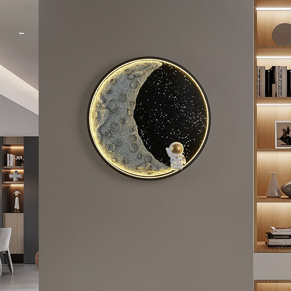 Aria modern Astronaut Moon metal negru aplică de perete