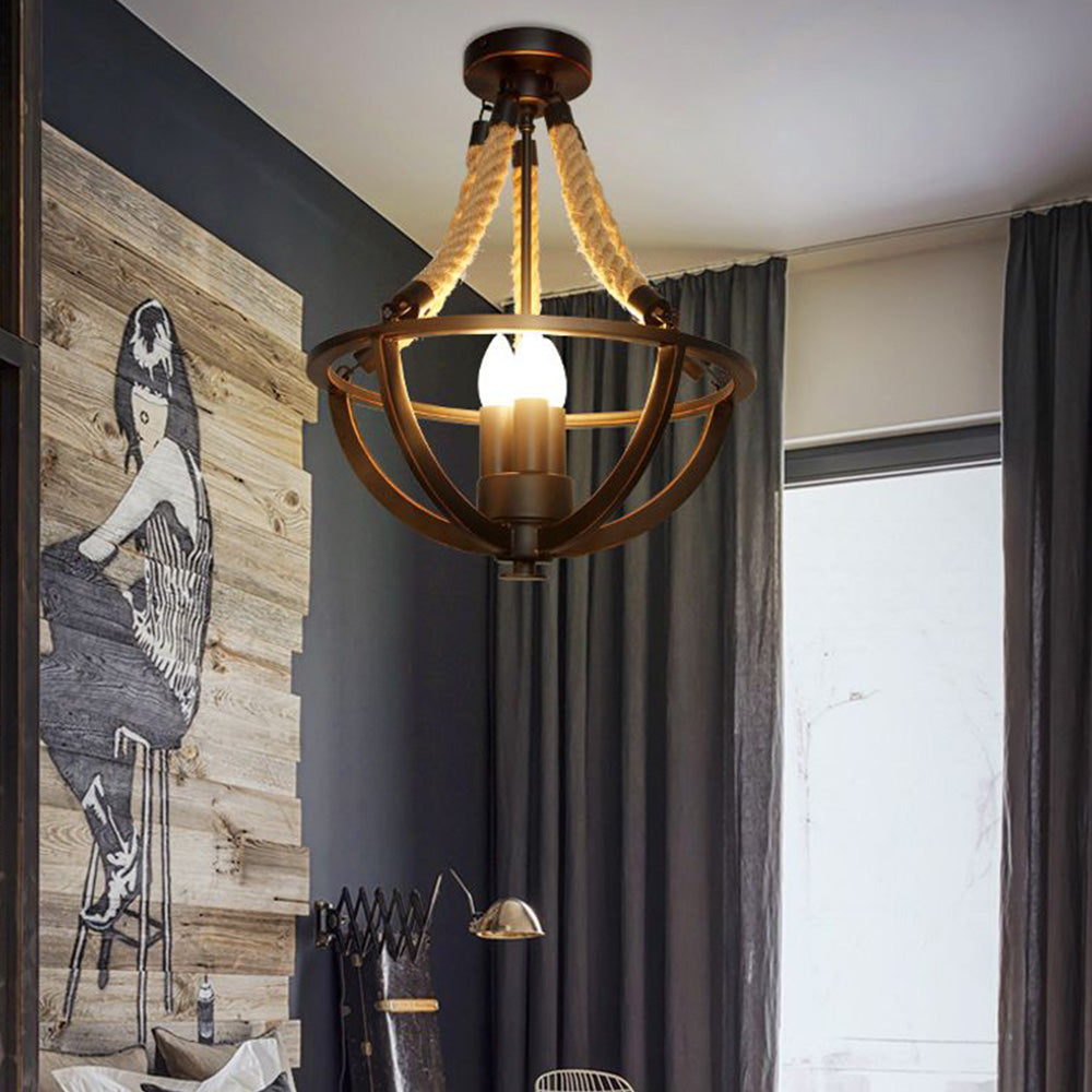 Alessio Vintage Rustic Swag metal lampă suspendată, negru