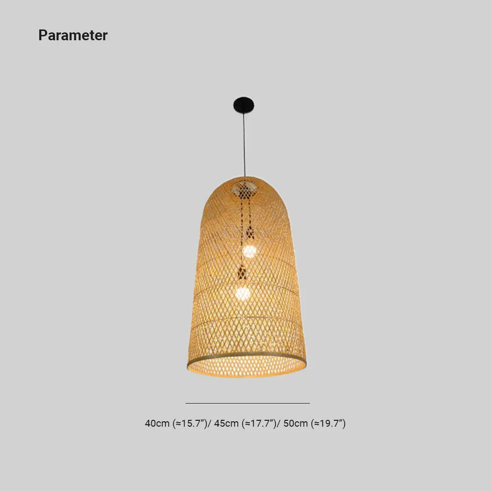 Ritta lampă suspendată din bambus natural confecționată manual cu LED, dormitor