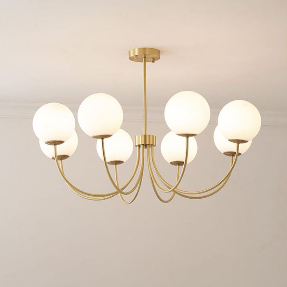 Valentina candelabru  modern cu abajur sferic din metal și sticlă, culoarea aur