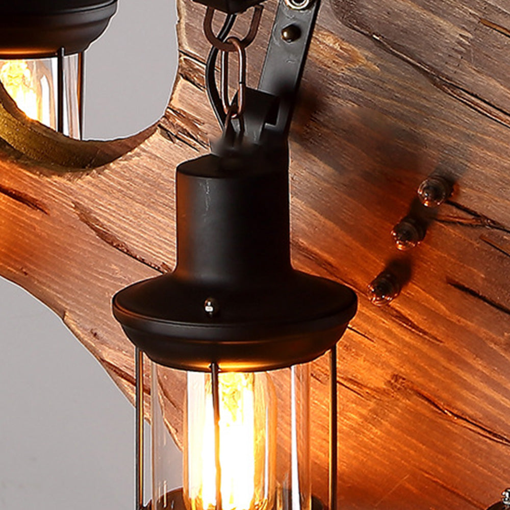 Epoch lampă suspendată retro chitară din metal și lemn, 4 surse de lumină