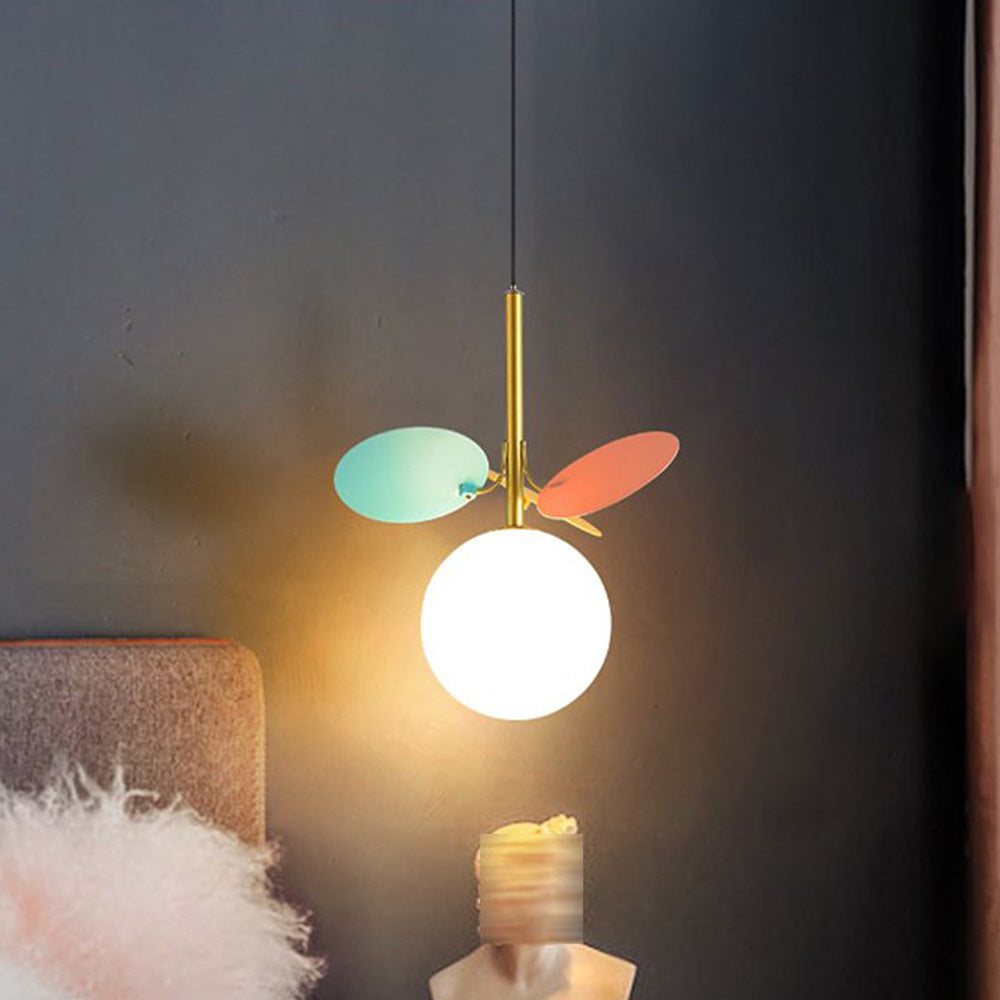 Arisha Art Deco lampă suspendată glob, Multi-Culoare/alb, metal/sticlă