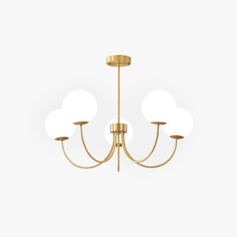 Valentina candelabru  modern cu abajur sferic din metal și sticlă, culoarea aur