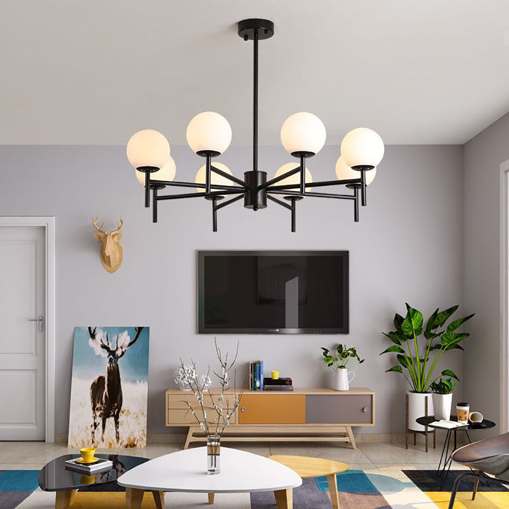Silva lampă suspendată sferică modernă din metal/sticlă, Culoare: negru/Aur