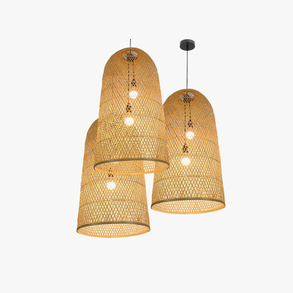 Ritta lampă suspendată din bambus natural confecționată manual cu LED, dormitor