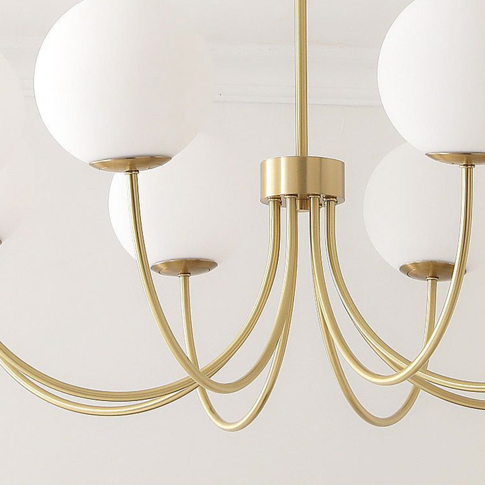 Valentina candelabru  modern cu abajur sferic din metal și sticlă, culoarea aur