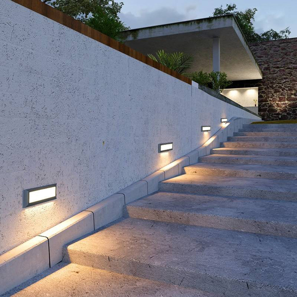 Ray modern metal Rectangular Outdoor Deck/Step Light, negru