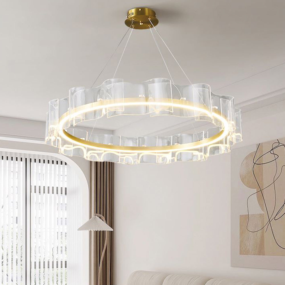 Arisha lampă suspendată Creative inel din metal/acrilic, aur