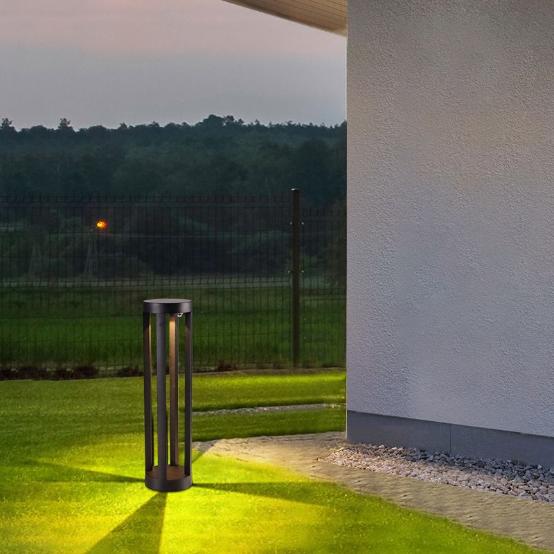 Ray lampă de perete pentru exterior minimalistă cilindrică cu panou solar, finisaj negru