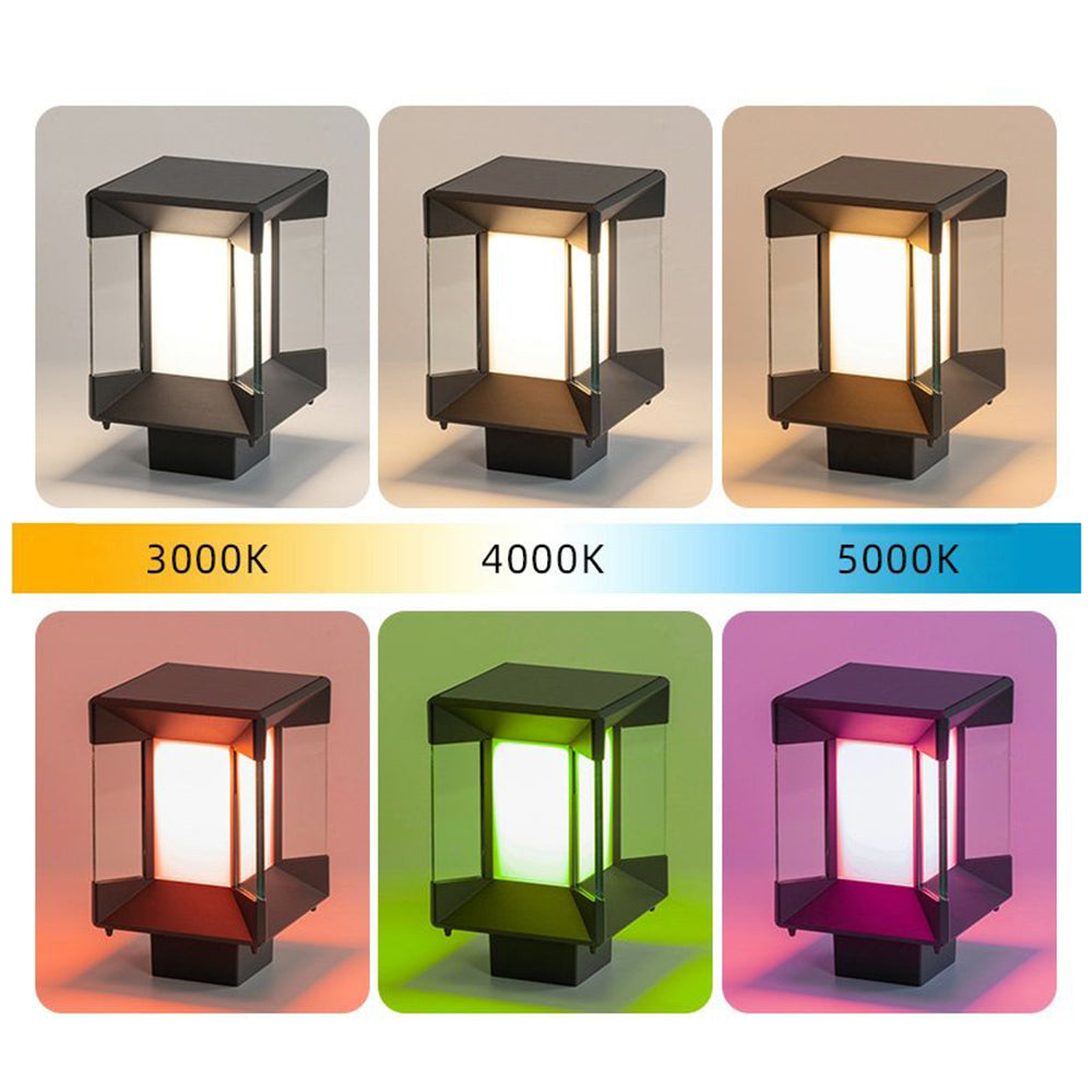 Ray modern Rectangular metal sticlă Outdoor Lamp, negru/negru-auriu
