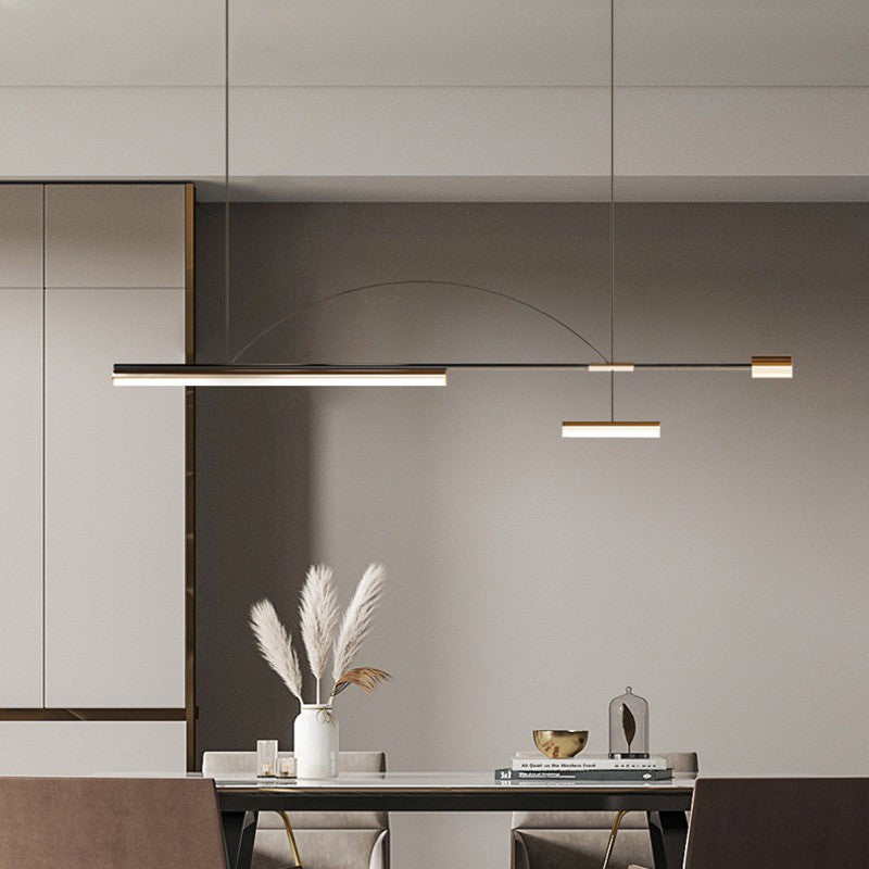Aria lampă suspendată neagră din metal, modernă, lungă, LED, pentru sufragerie