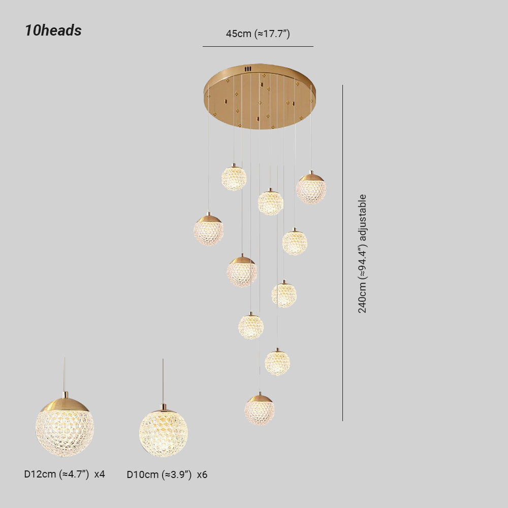 Arisha lampă suspendată Art Deco Jibril multi-etaj modern, aur