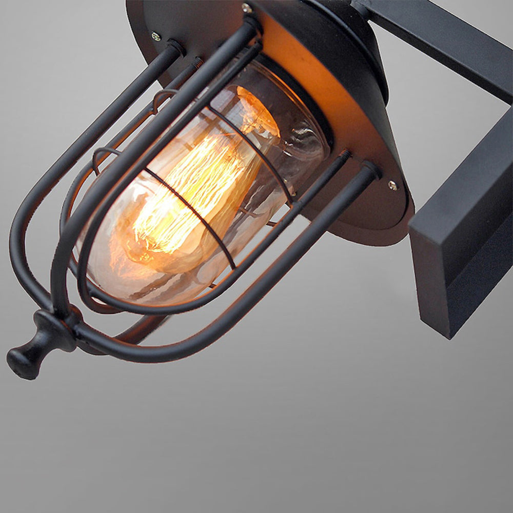 Ray, aplică de perete pentru exterior în formă de lanternă vintage din metal, negru