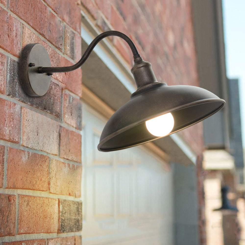 Ray aplică de perete lampă de perete rustică în formă de bol din metal, alamă antichizată