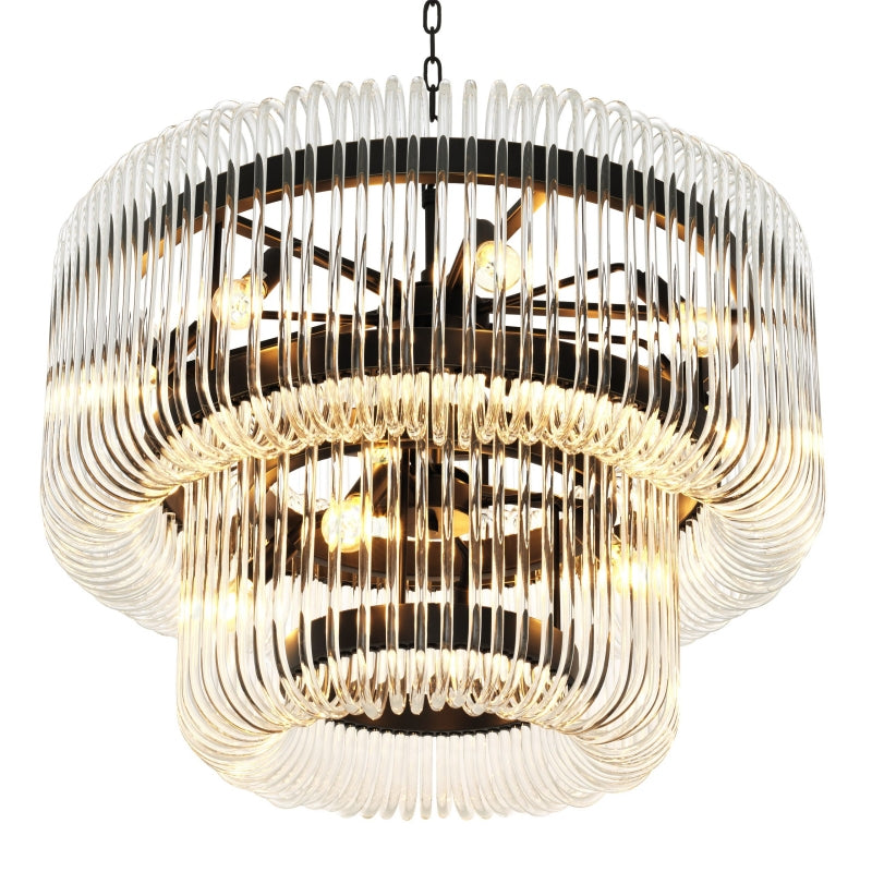 Kristy candelabru modern de lux LED plafonieră neagră/Aur sticlă living