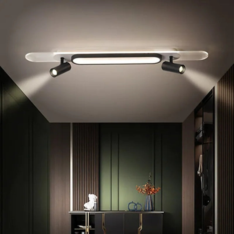 Aim lampă de tavan rectangulară LED modernă din metal, negru/alb