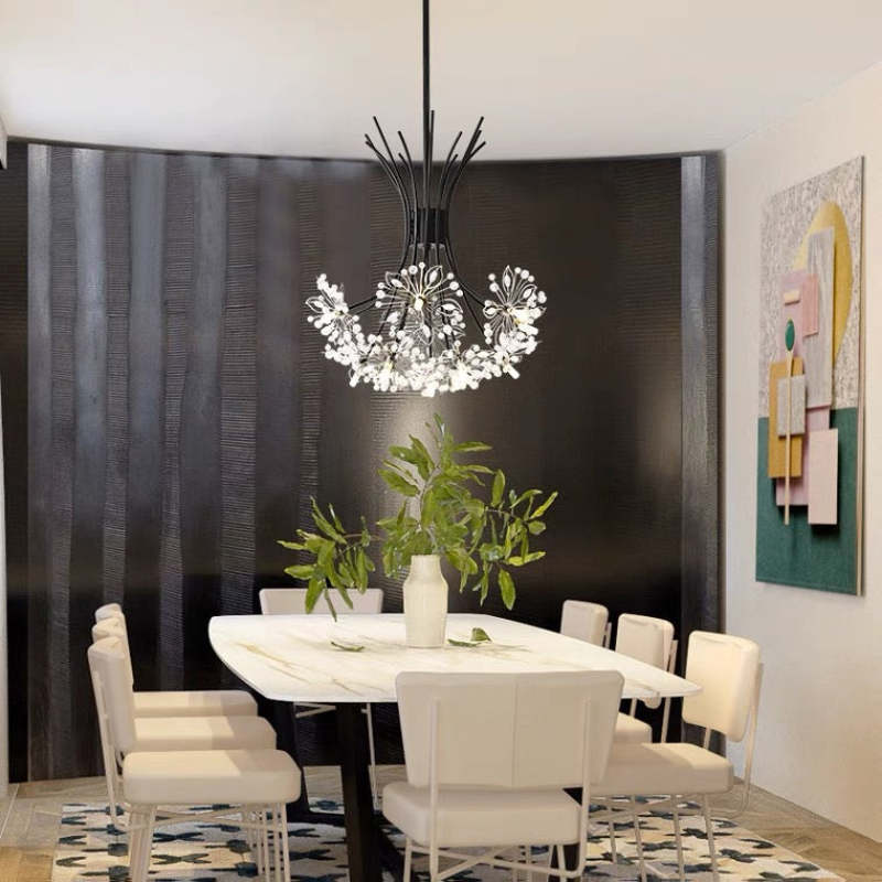 Arisha candelabru modern Art Deco din cristal cu Formă Sputnik, negru/Aur