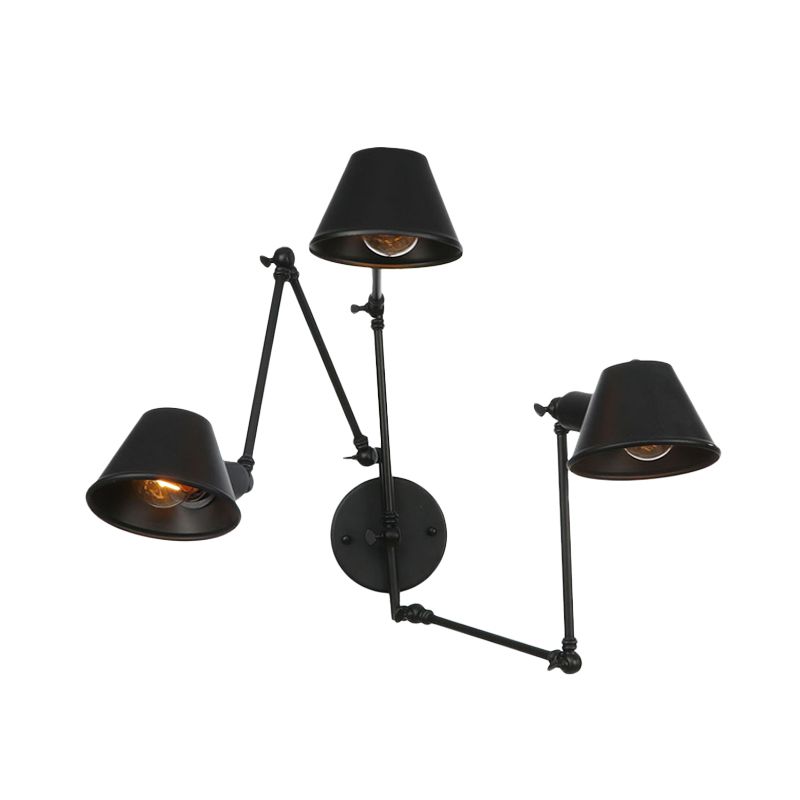 Epoch aplică de perete vintage reglabilă din metal, culoare neagră/rugină, pentru dormitor
