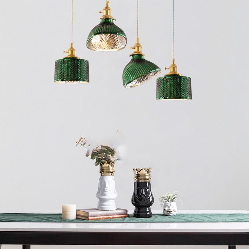 Valentina lampă suspendată verde din metal și sticlă, retro, LED, pentru sufragerie