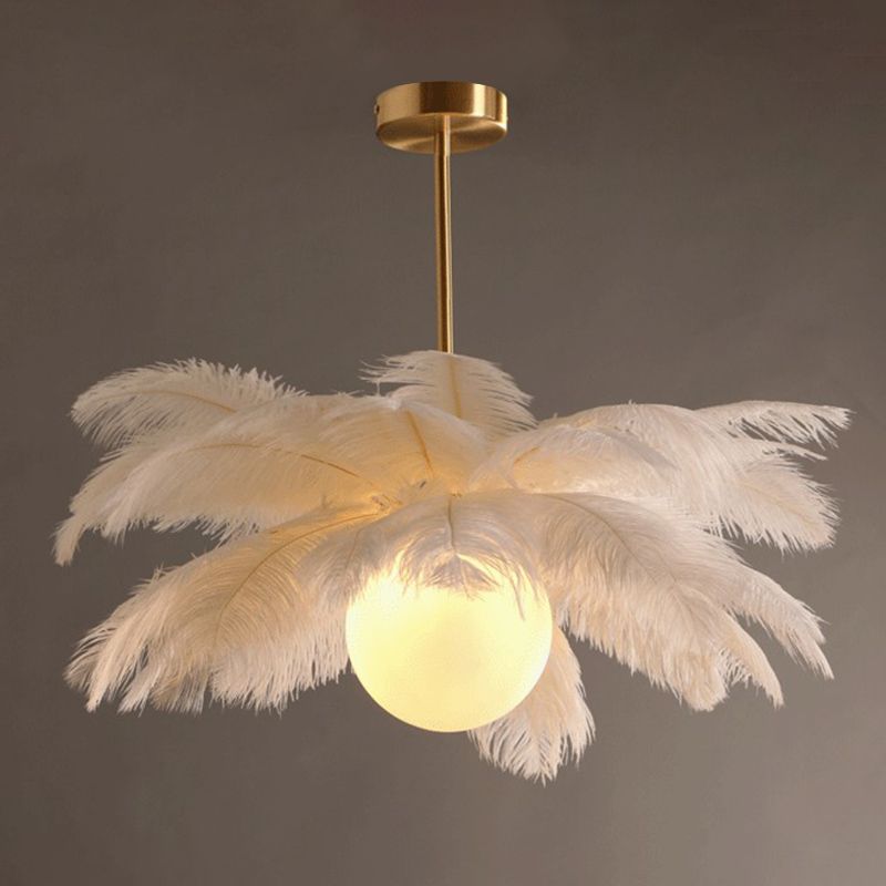 O'Moore Ostrich contemporan Elegant Feather candelabru, alb