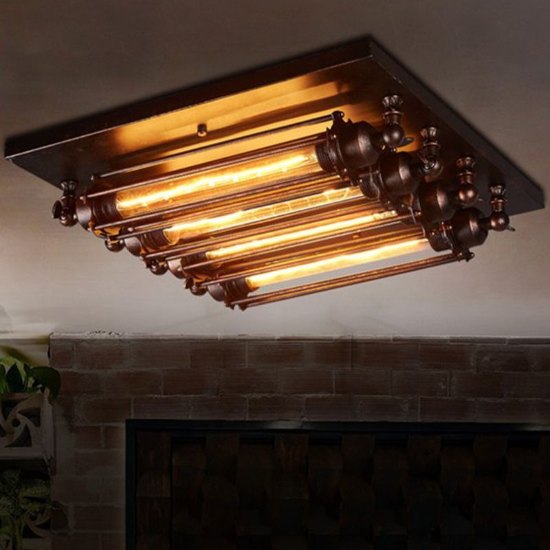 Austin plafonieră aplicată metal tubular vintage neagră pentru living