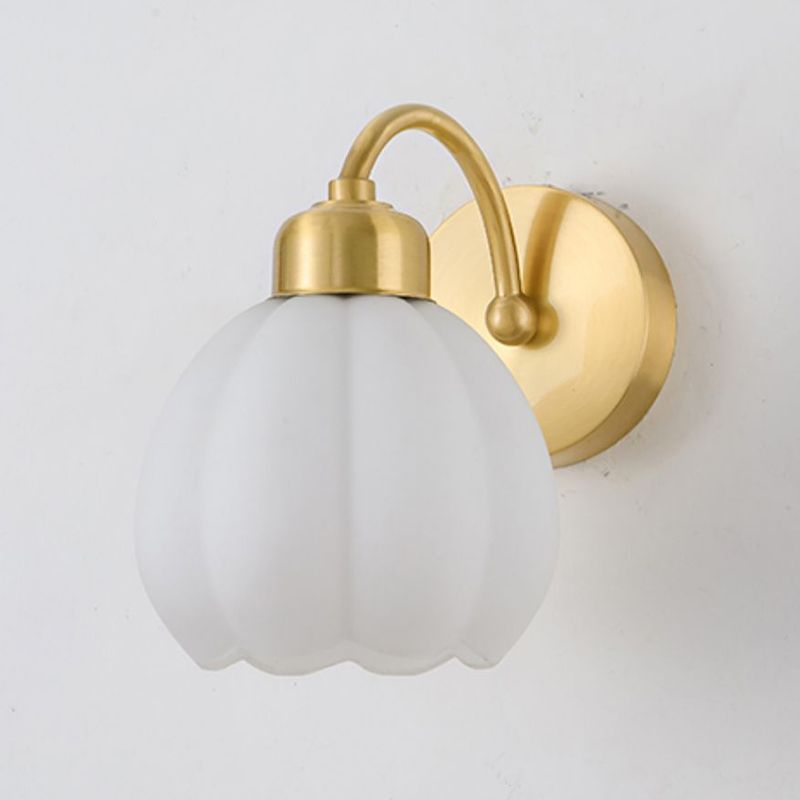 Valentina Nordic floare oglindă sticlă metal aplică de perete, auriu/Ivory, în culoare albă