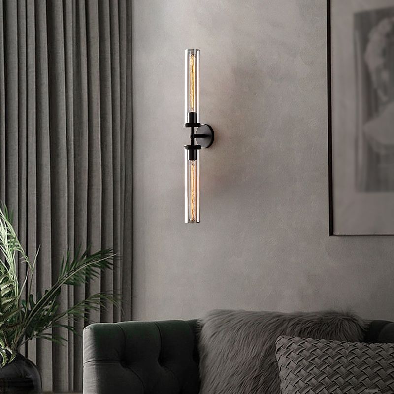 Arisha aplică de perete modernă cilindrică din metal cu LED, negru/cupru