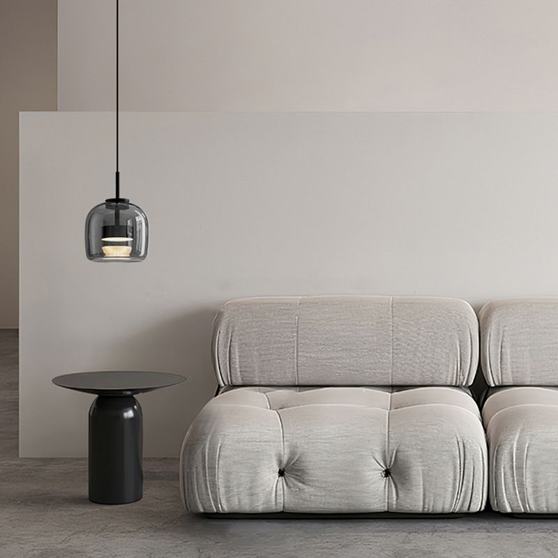 June lampă suspendată minimalistă din sticlă fumurie gri