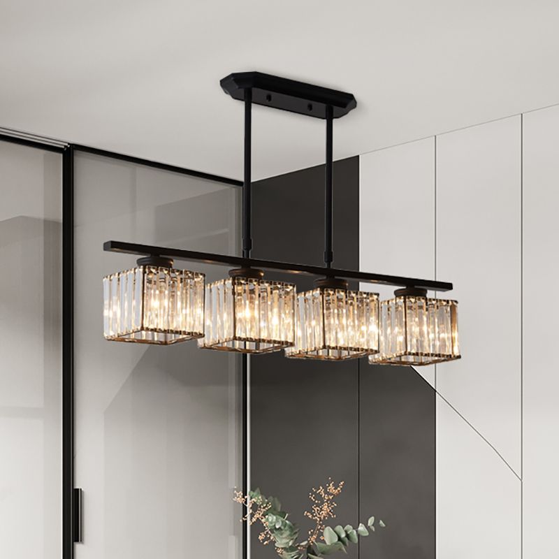 Kristy cristal Square lampă suspendată, negru & auriu, 3/4 surse de lumină