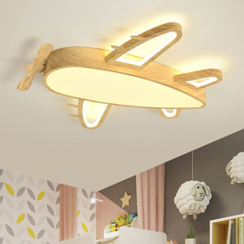 Arisha plafonieră modernă Art Deco din lemn, în formă de avion, lemn/lemn închis