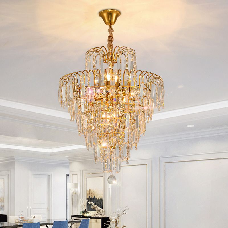 Kristy de lux 5 Layers Tassel cristal auriu candelabru
