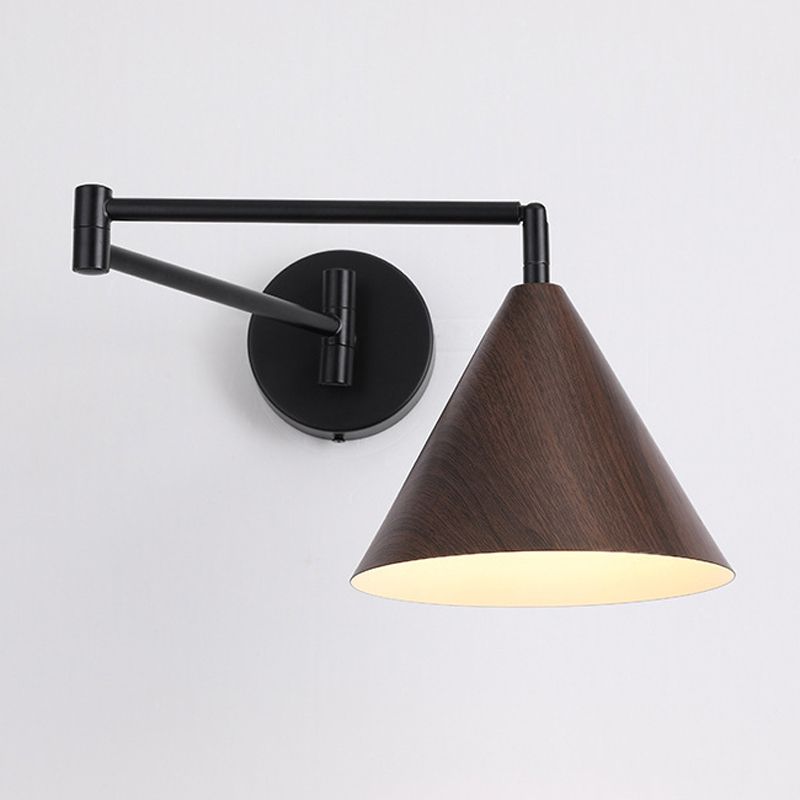 Muto aplică de perete lampă de perete conică reglabilă, metal/lemn, pentru dormitor