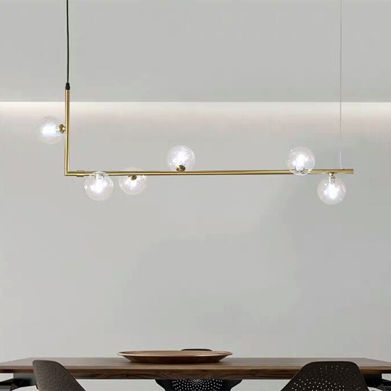 Valentina lampă suspendată minimalistă Lineară, negru & auriu, 6/8 surse de lumină
