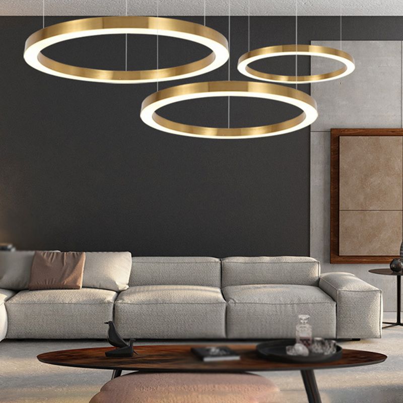 Arisha lampă suspendată aurie din metal, modernă, în formă de inel
