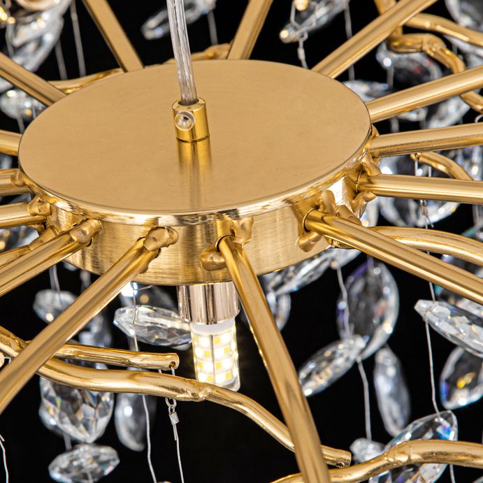 Kristy candelabru auriu din sticlă și cristal, contemporan