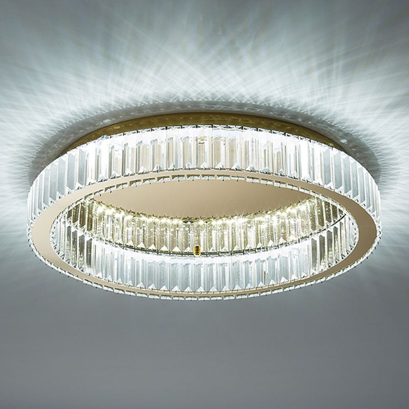 Kristy plafonieră aplicată aurie din cristal, modernă, în stil Art Deco, circulară