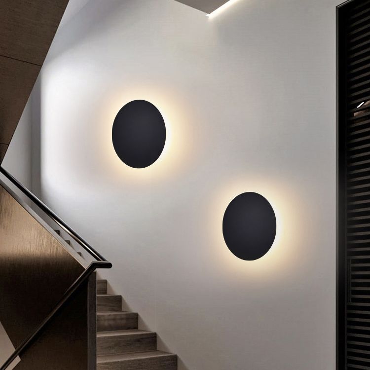Arisha lampă de perete rotundă minimalistă montată pe perete, metal, pentru living/cameră de dormit