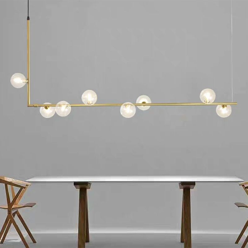 Valentina lampă suspendată minimalistă Lineară, negru & auriu, 6/8 surse de lumină