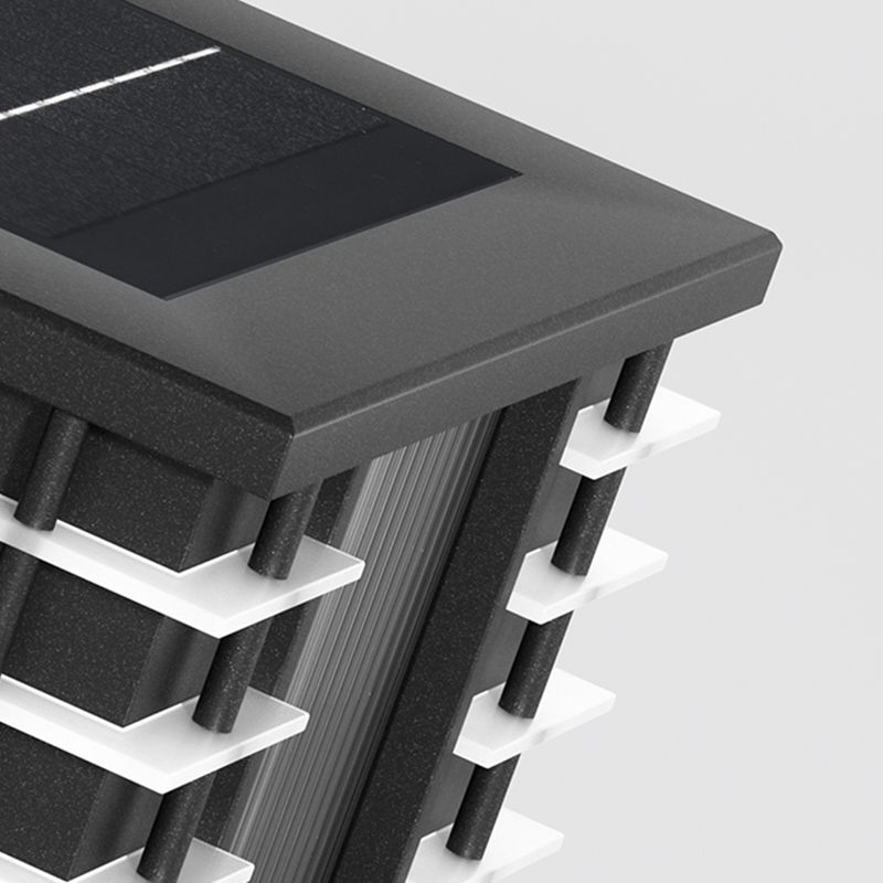 Ray lampadar modern Pătrat din metal și sticlă Solar pentru exterior, negru