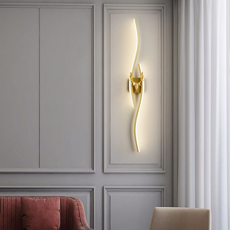 Arisha modern Linear metal oglindă LED aplică de perete, negru/Aur