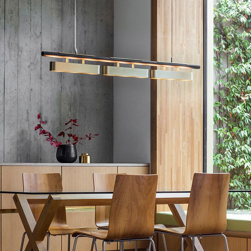 Arisha lampă suspendată dreptunghiulară modernă, metal, negru/alamă, birou