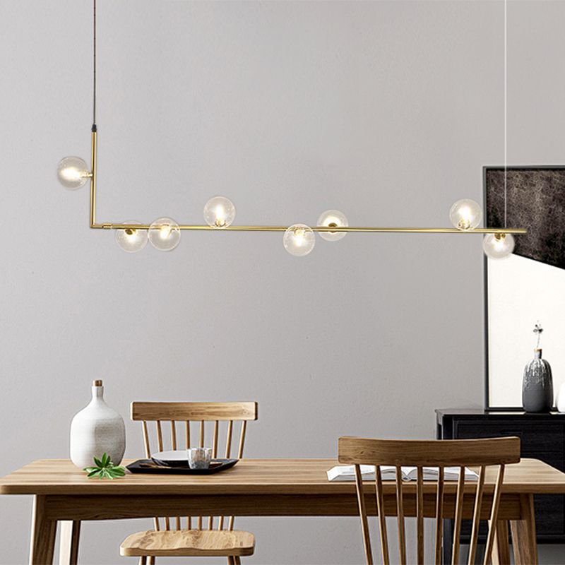Valentina lampă suspendată minimalistă Lineară, negru & auriu, 6/8 surse de lumină
