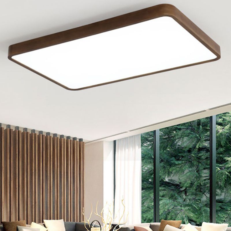 Muto plafonieră aplicată din lemn de nuc, modernă, geometrică, LED