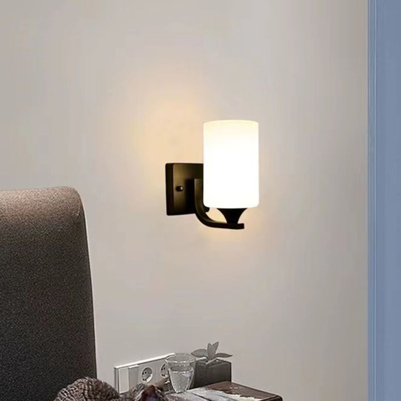 Tiffany Minimalism Cylindrical metal sticlă Art oglindă aplică de perete, negru/crom