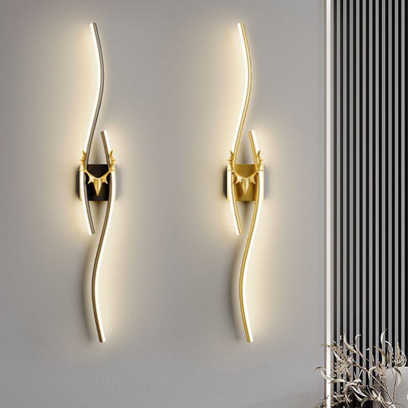 Arisha modern Linear metal oglindă LED aplică de perete, negru/Aur