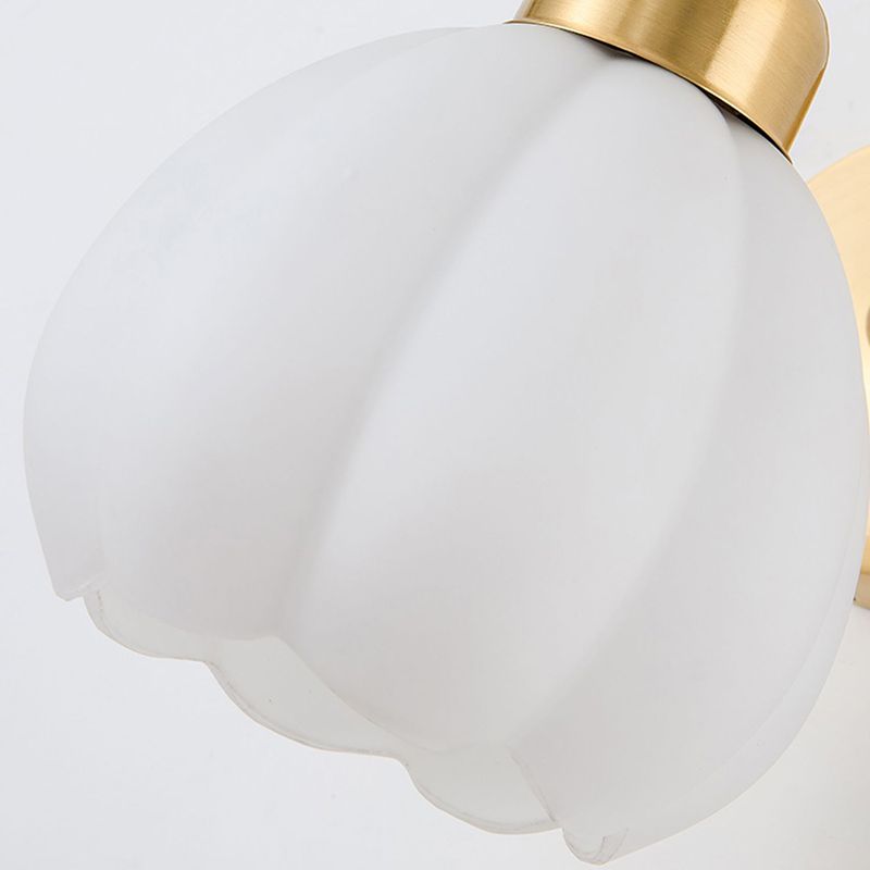 Valentina Nordic floare oglindă sticlă metal aplică de perete, auriu/Ivory, în culoare albă