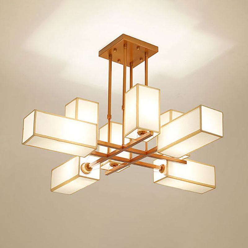 Arisha lampă suspendată pătrată retro din metal și țesătură, culoare neagră/aurie, pentru living