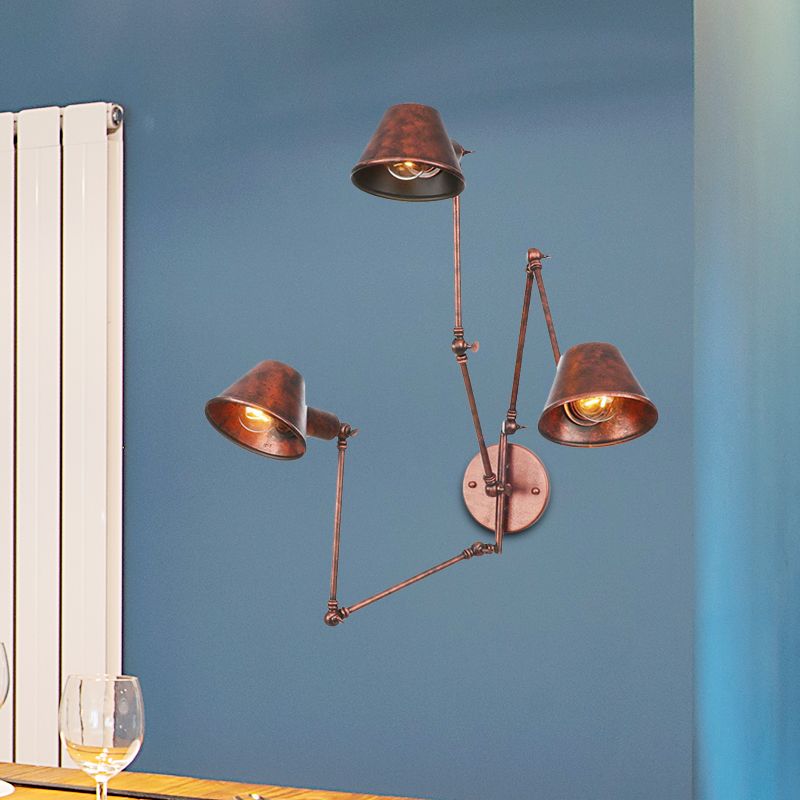 Epoch aplică de perete vintage reglabilă din metal, culoare neagră/rugină, pentru dormitor